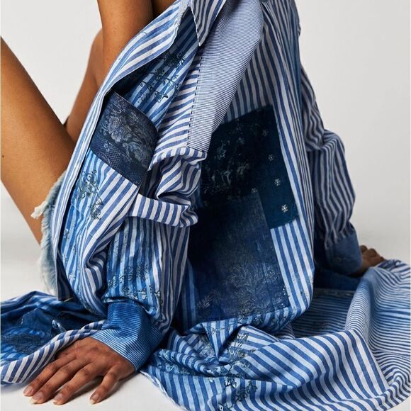 FREE PEOPLE BY NIGEL PRESTON HUNTRESS STRIPE SHIRTDRESS NWT XS/S - Picture 4 of 10